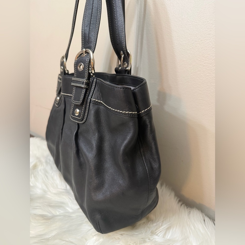 Coach Soho Pleated Leather Black Large Tote Purse Handbag F13733 - Picture 10 of 11